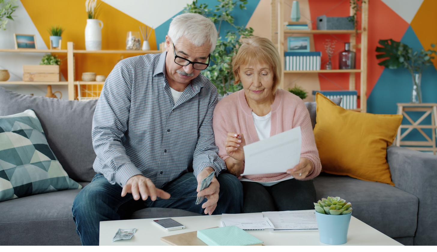 Couple reviewing their retirement plan together at home